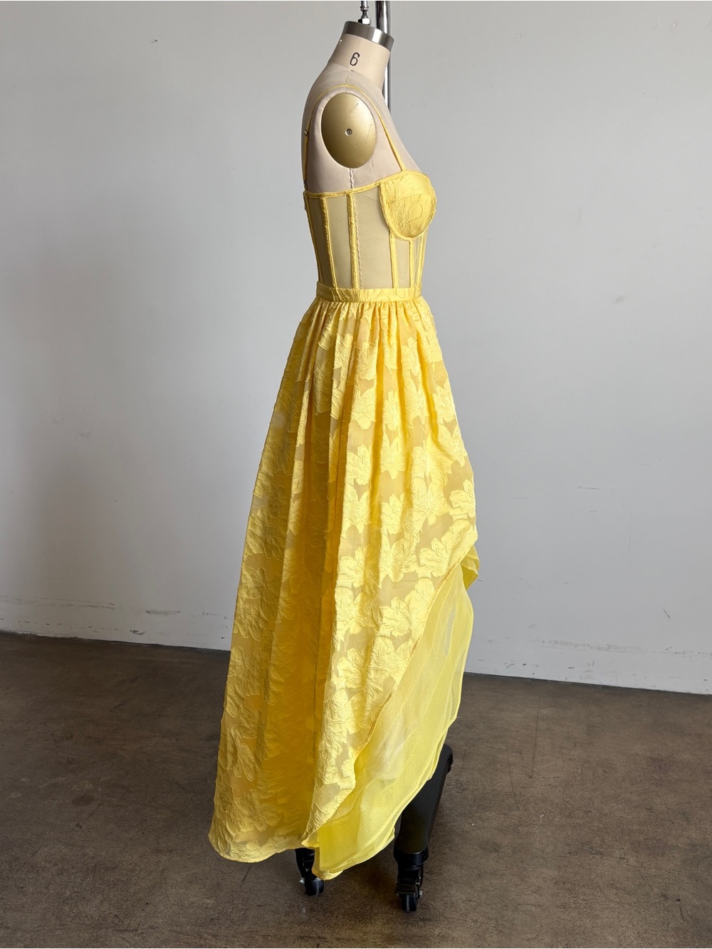 $448 NWT BCBGMaxAzria High Low Organza Tulle Gown in Camomile Sz 4 - Picture 6 of 14